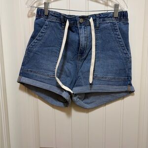Judy Blue Dark Blue Jean Shorts with White Drawstring